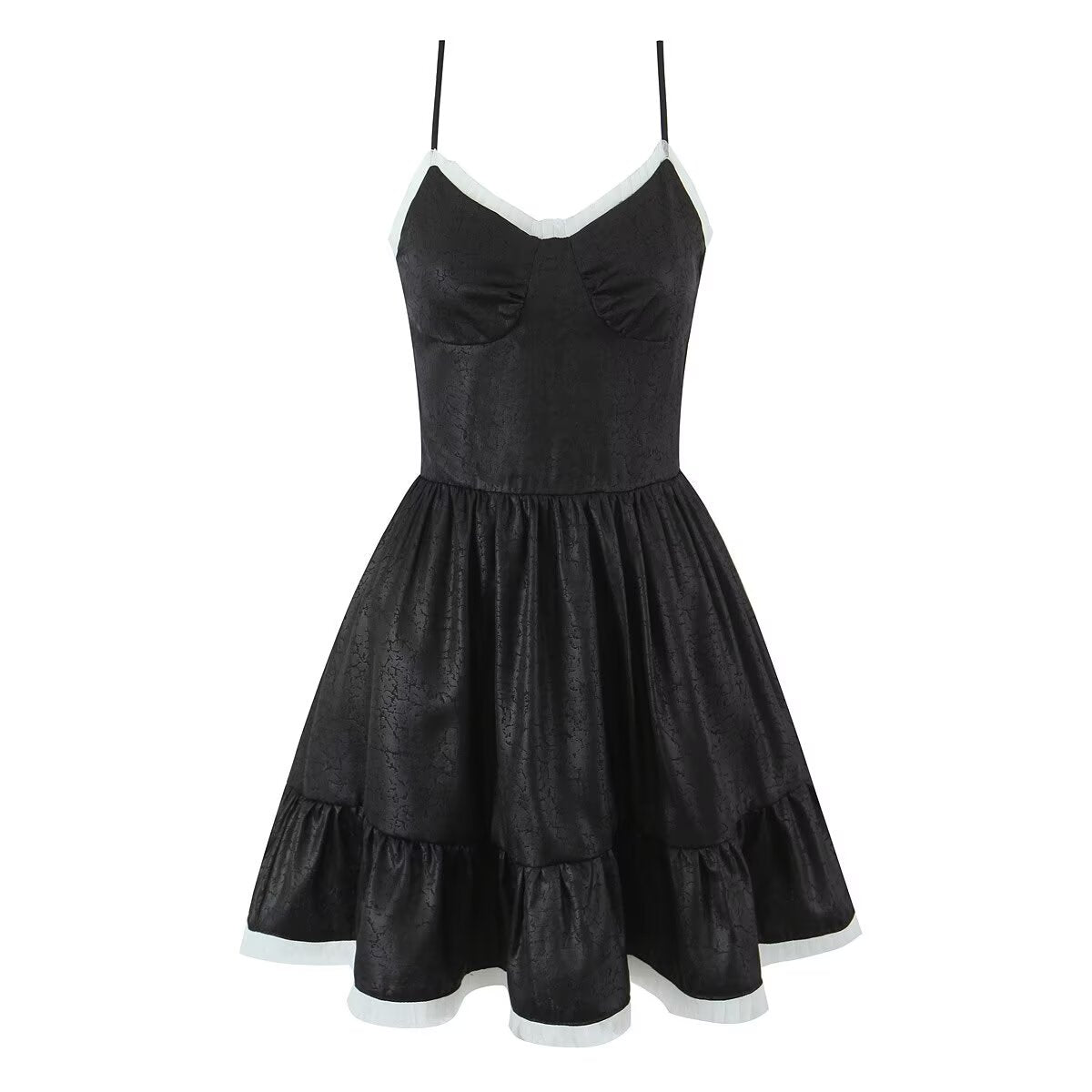 Women's Black Sleeveless Summer Design Waist Cocktail Dress