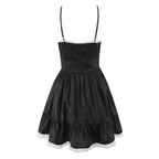 Women's Black Sleeveless Summer Design Waist Cocktail Dress