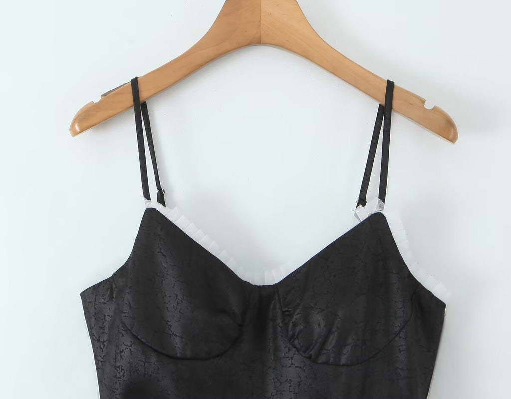 Women's Black Sleeveless Summer Design Waist Cocktail Dress