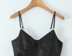 Women's Black Sleeveless Summer Design Waist Cocktail Dress