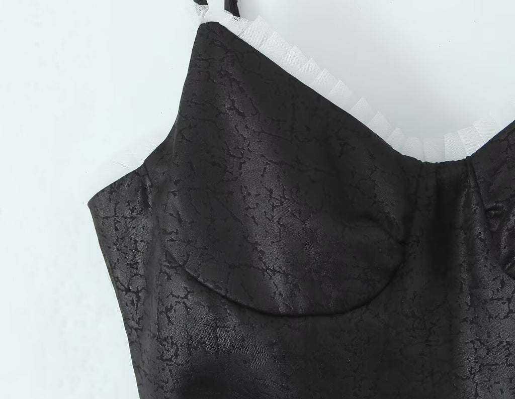 Women's Black Sleeveless Summer Design Waist Cocktail Dress