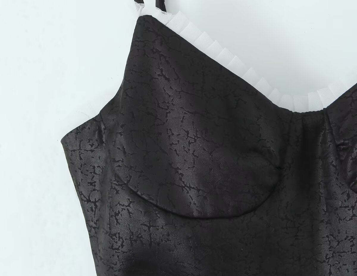 Women's Black Sleeveless Summer Design Waist Cocktail Dress