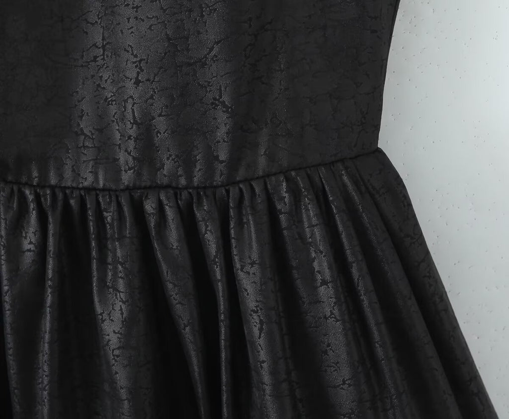 Women's Black Sleeveless Summer Design Waist Cocktail Dress