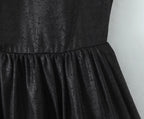Women's Black Sleeveless Summer Design Waist Cocktail Dress