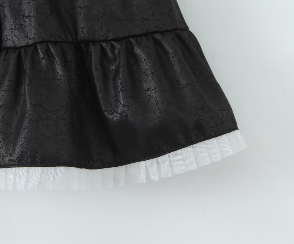 Women's Black Sleeveless Summer Design Waist Cocktail Dress