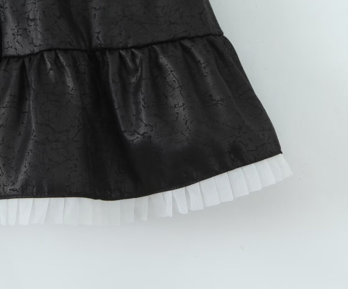 Women's Black Sleeveless Summer Design Waist Cocktail Dress