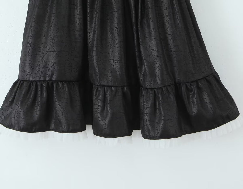 Women's Black Sleeveless Summer Design Waist Cocktail Dress