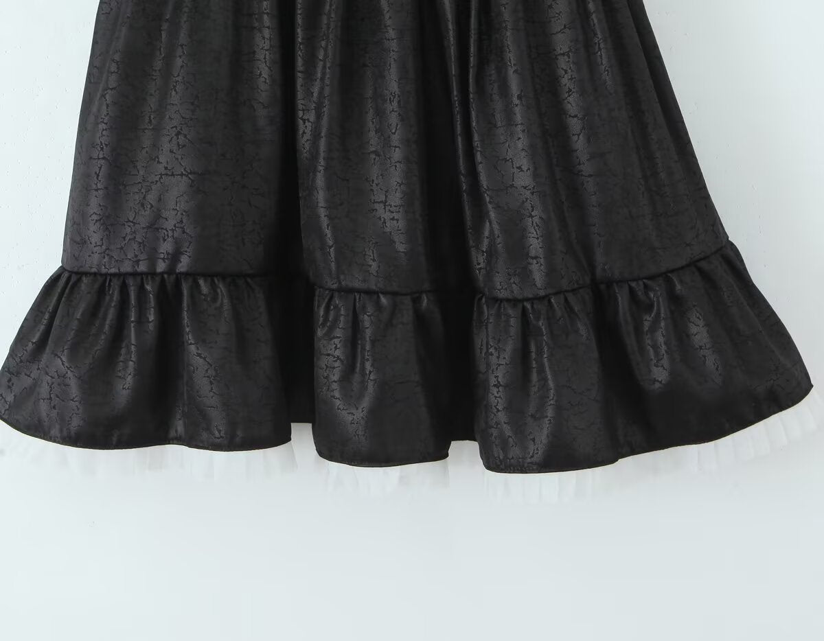 Women's Black Sleeveless Summer Design Waist Cocktail Dress