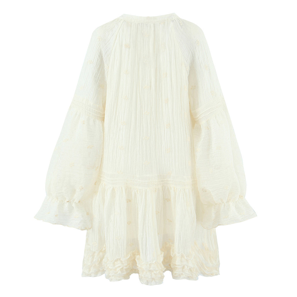 Women's Embroidered Flare-Sleeve Mini Dress