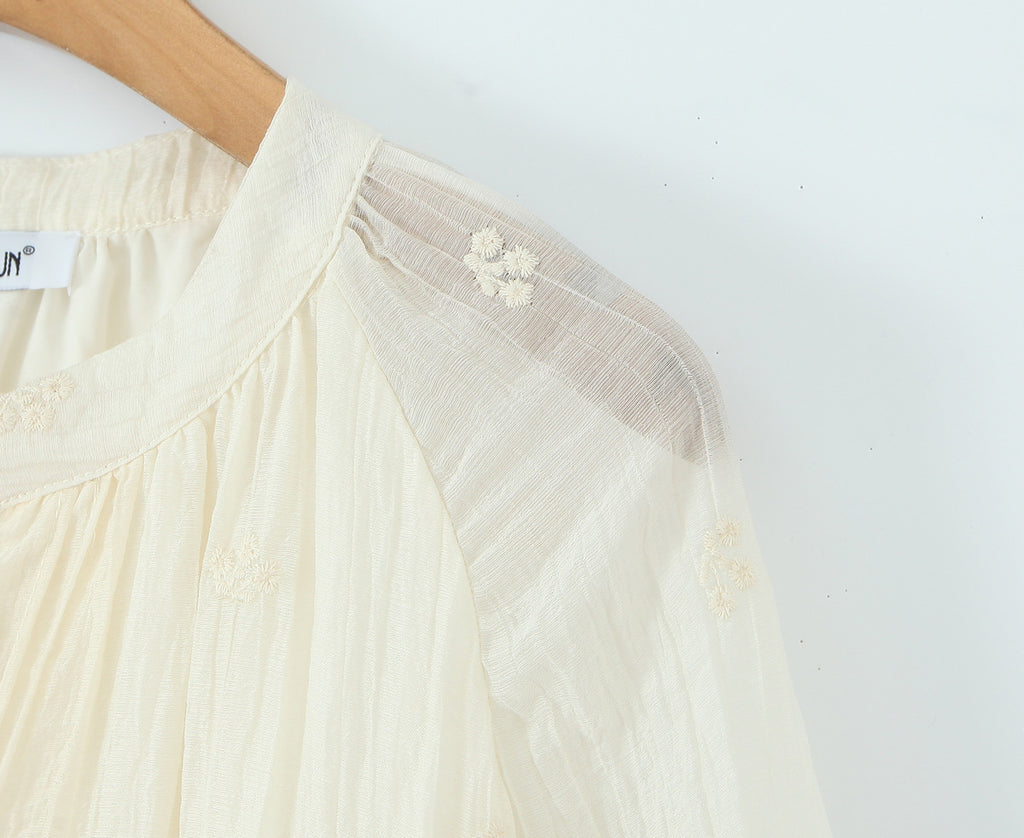 Women's Embroidered Flare-Sleeve Mini Dress