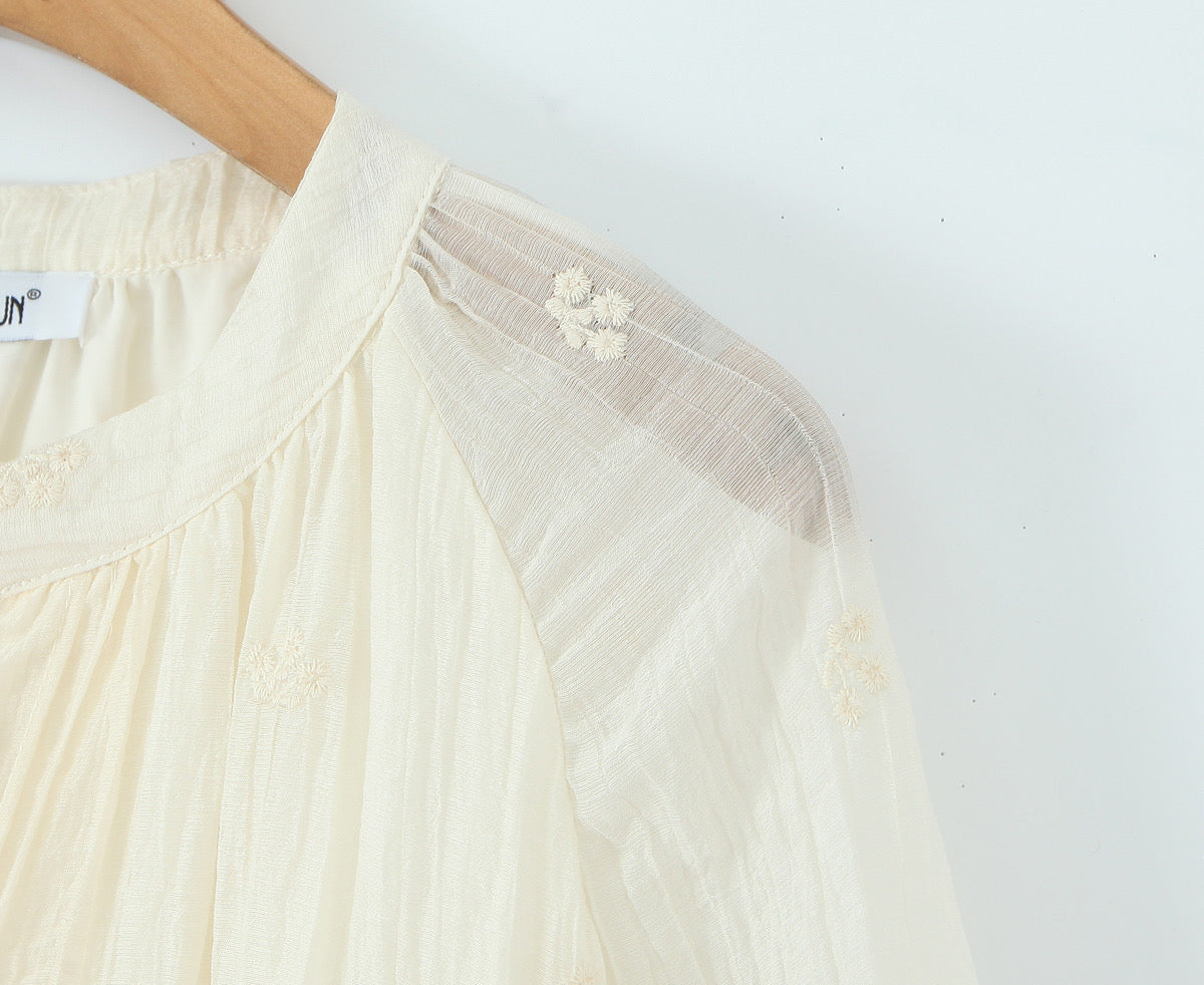 Women's Embroidered Flare-Sleeve Mini Dress