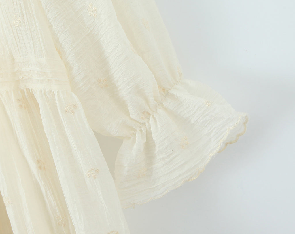 Women's Embroidered Flare-Sleeve Mini Dress