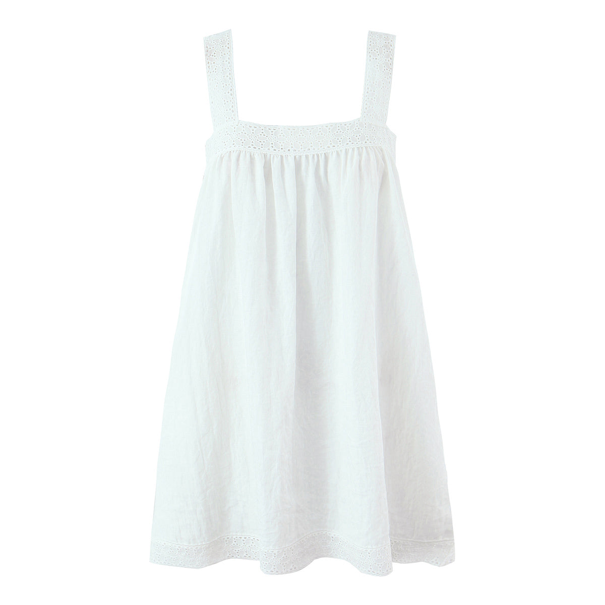 White Lace Square-Neck A-Line Mini Dress