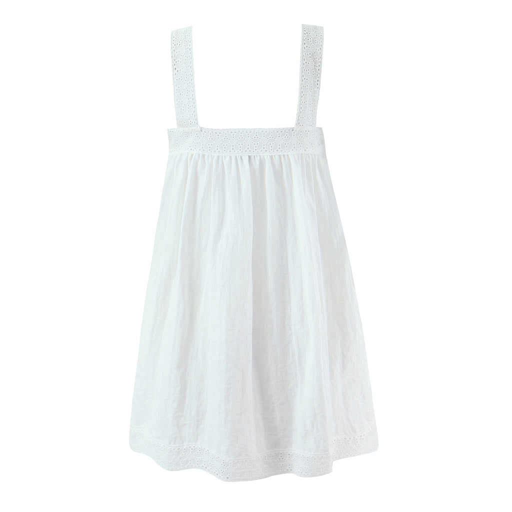 White Lace Square-Neck A-Line Mini Dress
