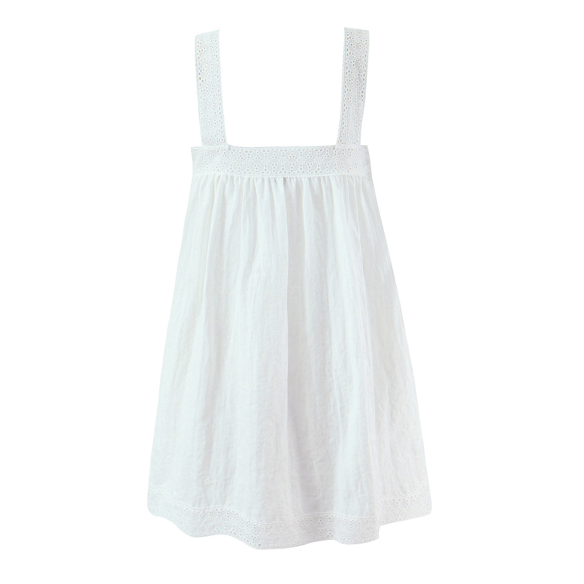 White Lace Square-Neck A-Line Mini Dress