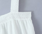 White Lace Square-Neck A-Line Mini Dress