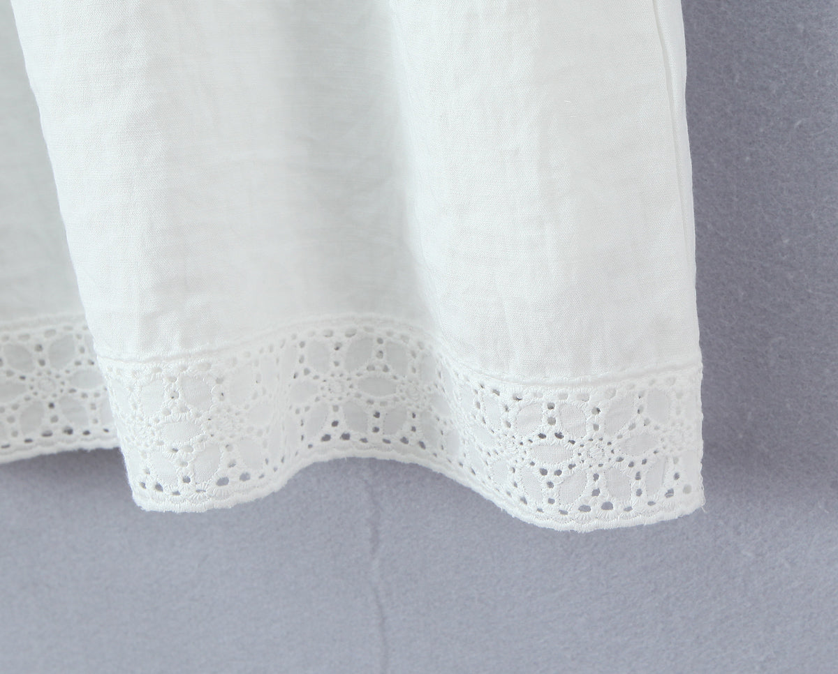 White Lace Square-Neck A-Line Mini Dress