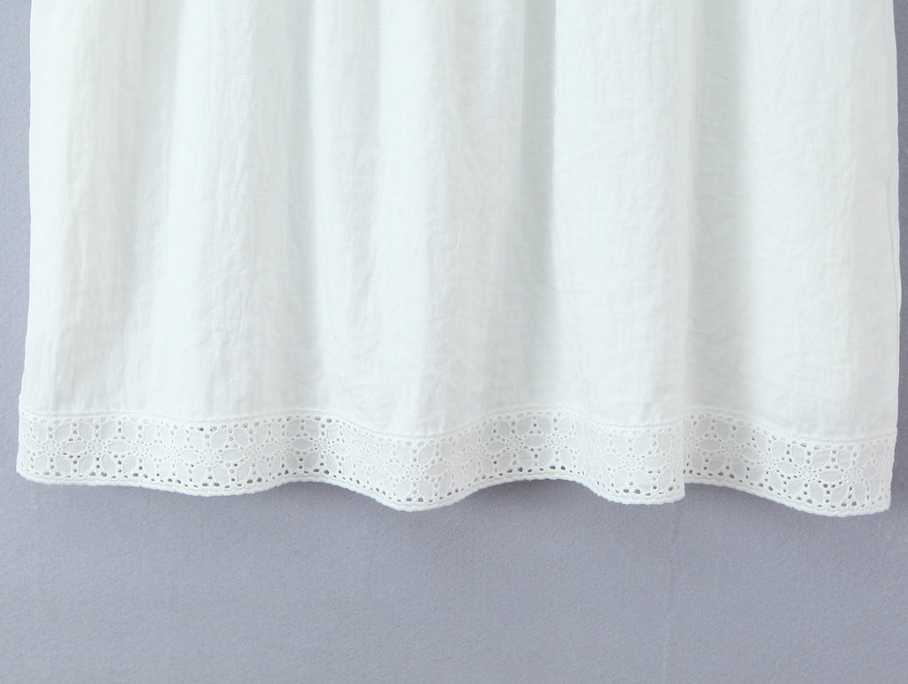 White Lace Square-Neck A-Line Mini Dress
