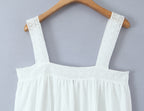 White Lace Square-Neck A-Line Mini Dress