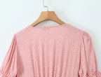 Lace Polka-Dot Short-Sleeve Dress