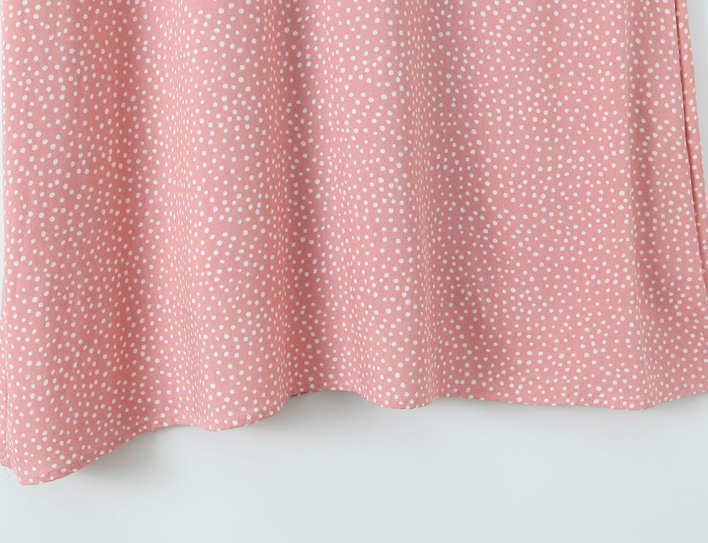 Lace Polka-Dot Short-Sleeve Dress