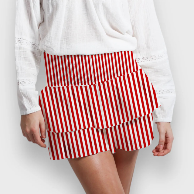 Spring Summer Retro Personalized Printing Splicing Skirt