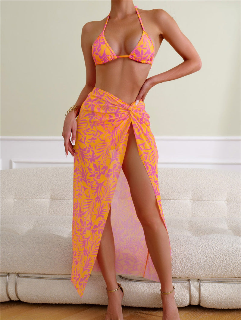 Printed Lace One-piece Swimwear