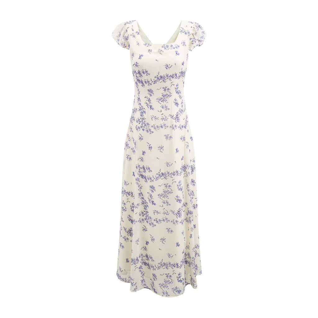 Women's Purple Floral Slim Summer Dress