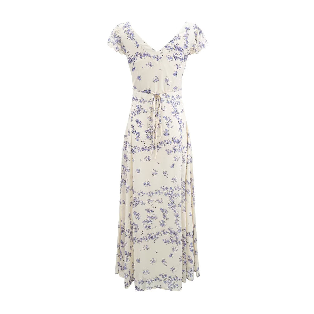 Women's Purple Floral Slim Summer Dress