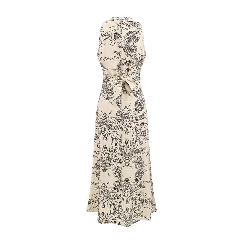 Women's Printed Cross V-Neck Lace-Up Vacation Dress