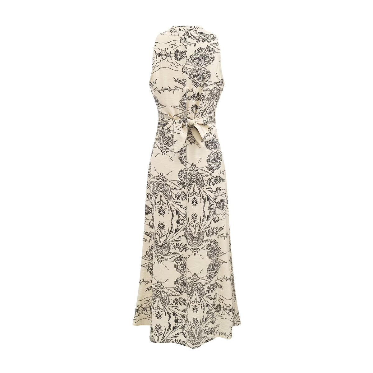 Women's Printed Cross V-Neck Lace-Up Vacation Dress