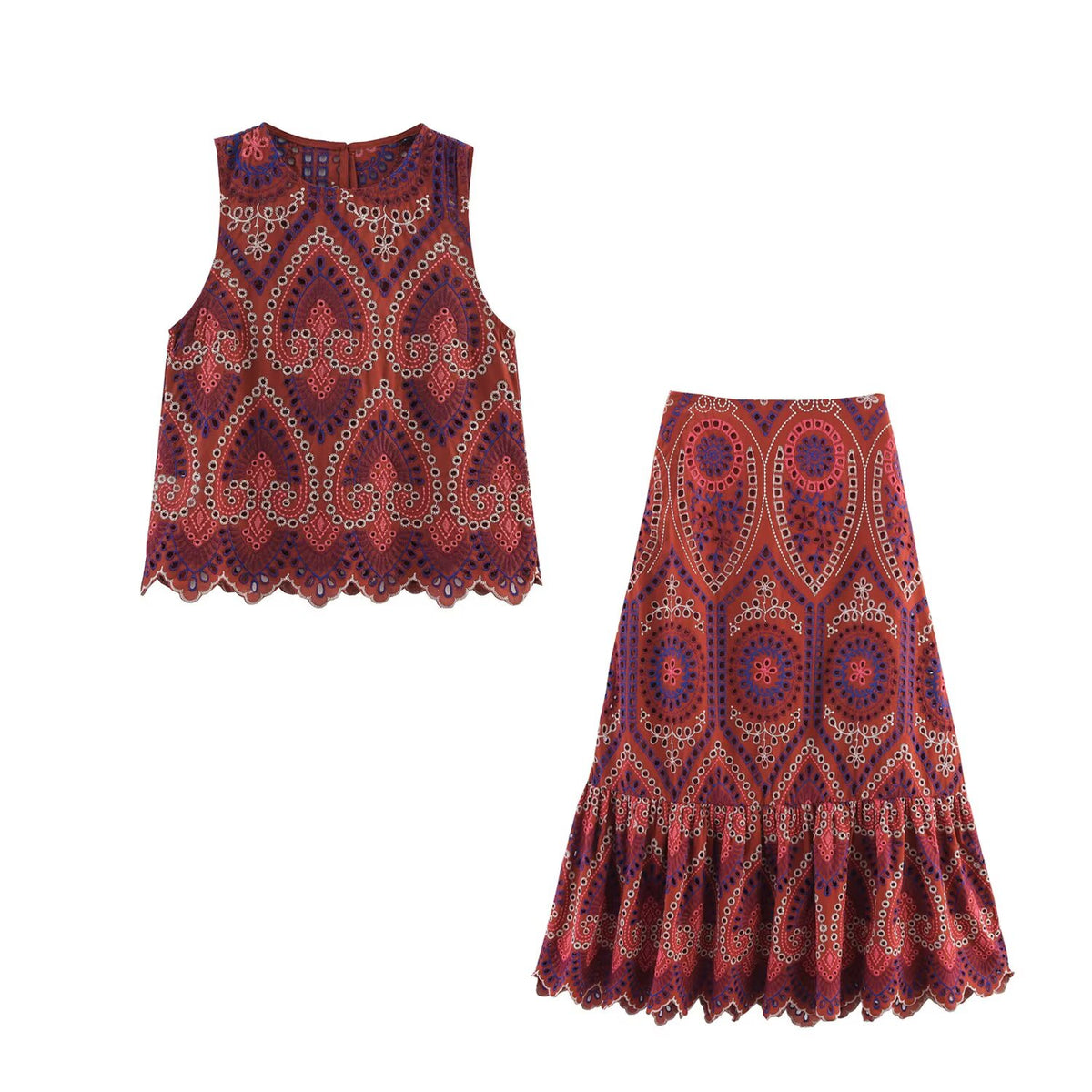 Women's Summer Hollow Out Cutout Embroidered Top Dress