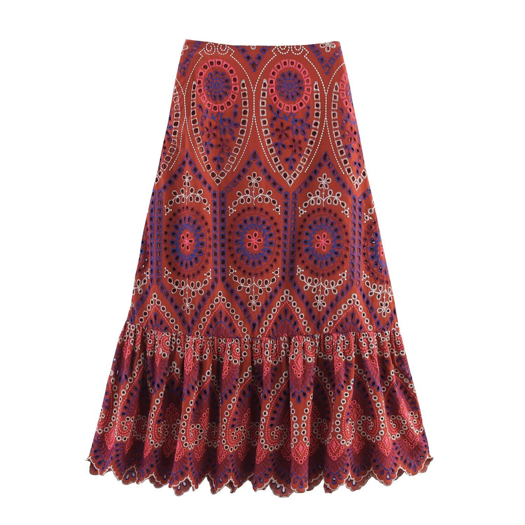 Women's Summer Hollow Out Cutout Embroidered Top Dress