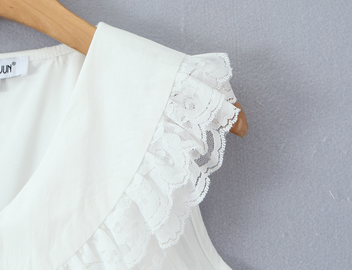 Ruffled V-Neck Sleeveless A-Line Mini Dress
