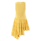 Asymmetric Ruched Sleeveless A-Line Midi Dress
