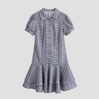 Laminated Decoration Plaid Short Dress