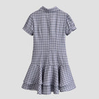 Laminated Decoration Plaid Short Dress