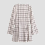 Women's Spring College Plaid V-Neck Short Dress
