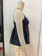 Minority Short Knitted Stitching Acetate Satin Sling Top