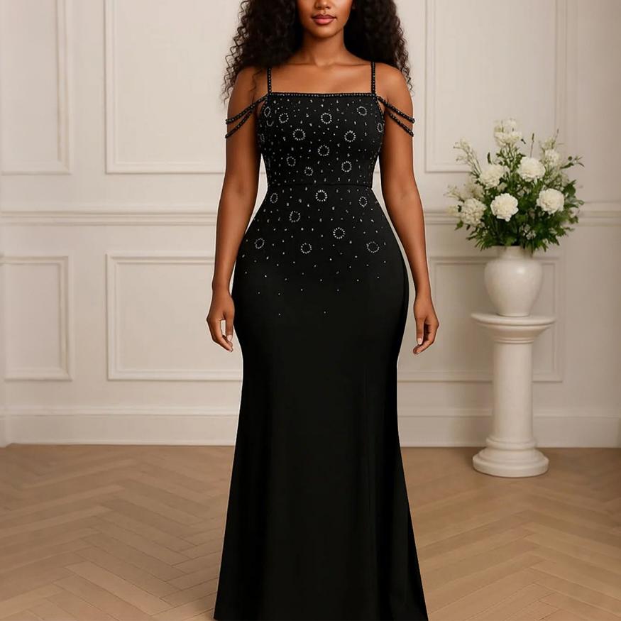 Women's Rhinestone Spaghetti-Strap Maxi Dress