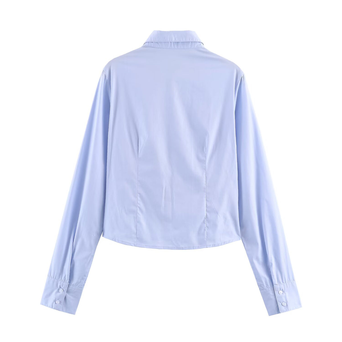 Women's Fashionable Simple Elastic Pleated Poplin Shirt
