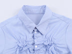 Women's Fashionable Simple Elastic Pleated Poplin Shirt