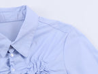 Women's Fashionable Simple Elastic Pleated Poplin Shirt