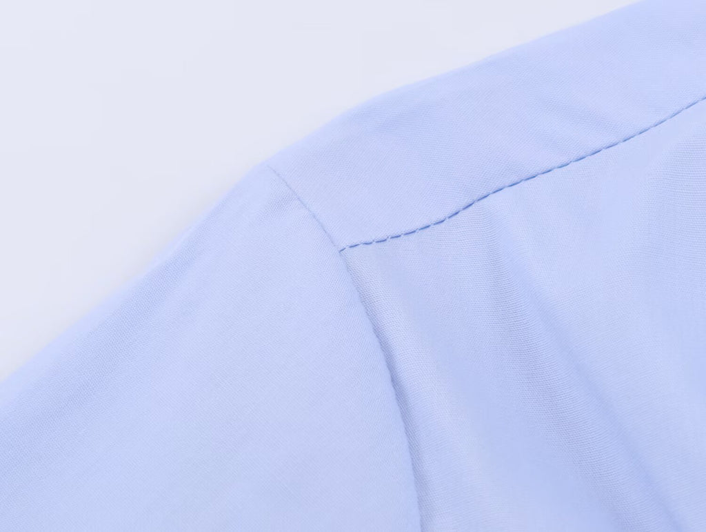 Women's Fashionable Simple Elastic Pleated Poplin Shirt