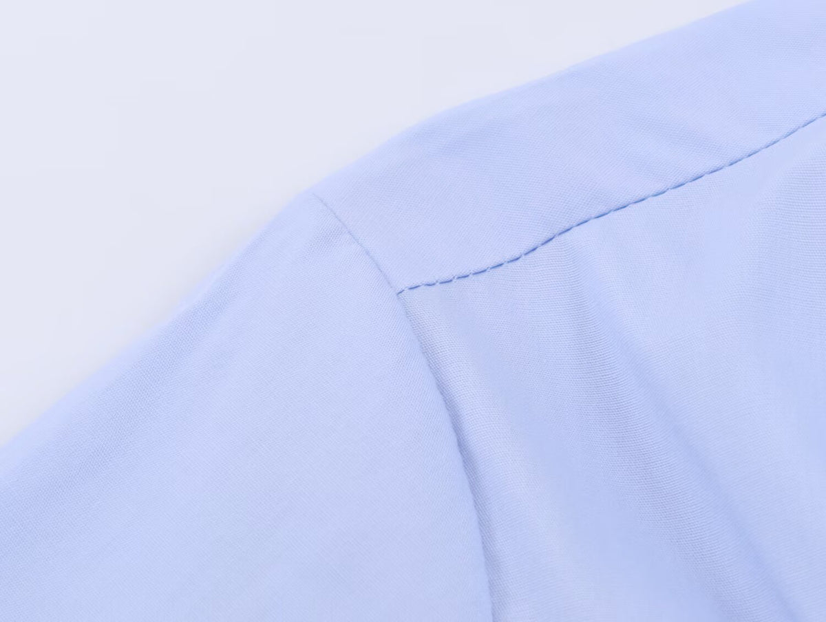 Women's Fashionable Simple Elastic Pleated Poplin Shirt