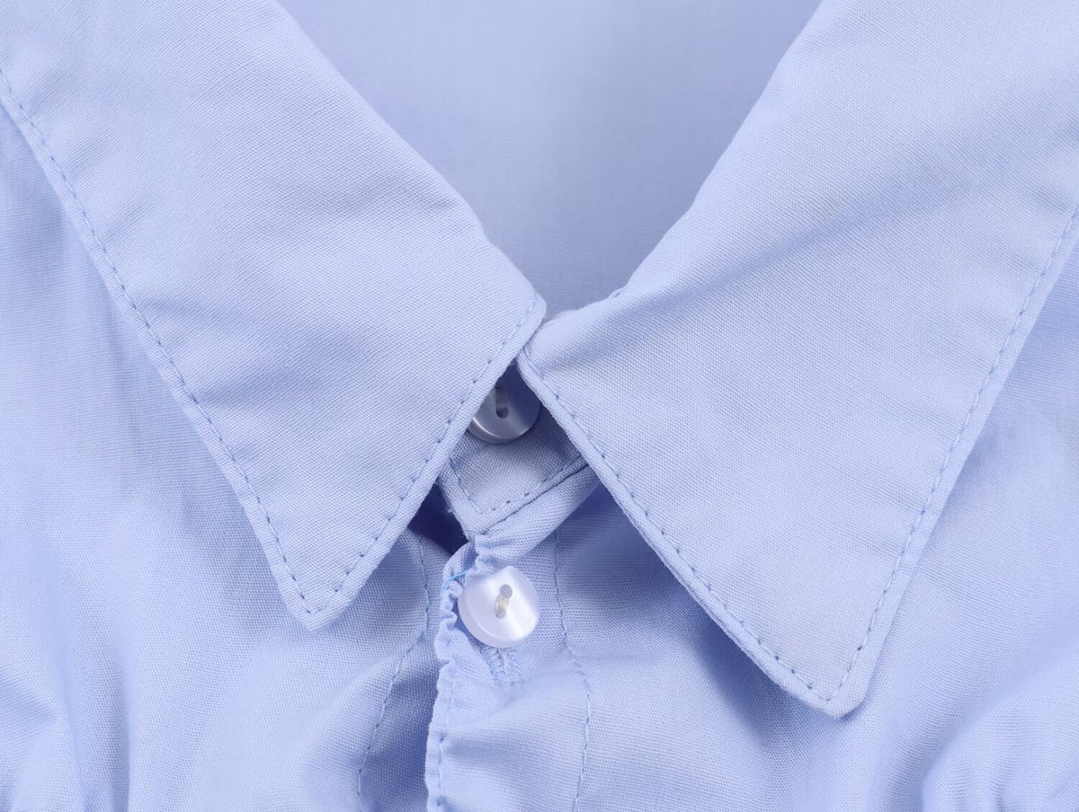 Women's Fashionable Simple Elastic Pleated Poplin Shirt