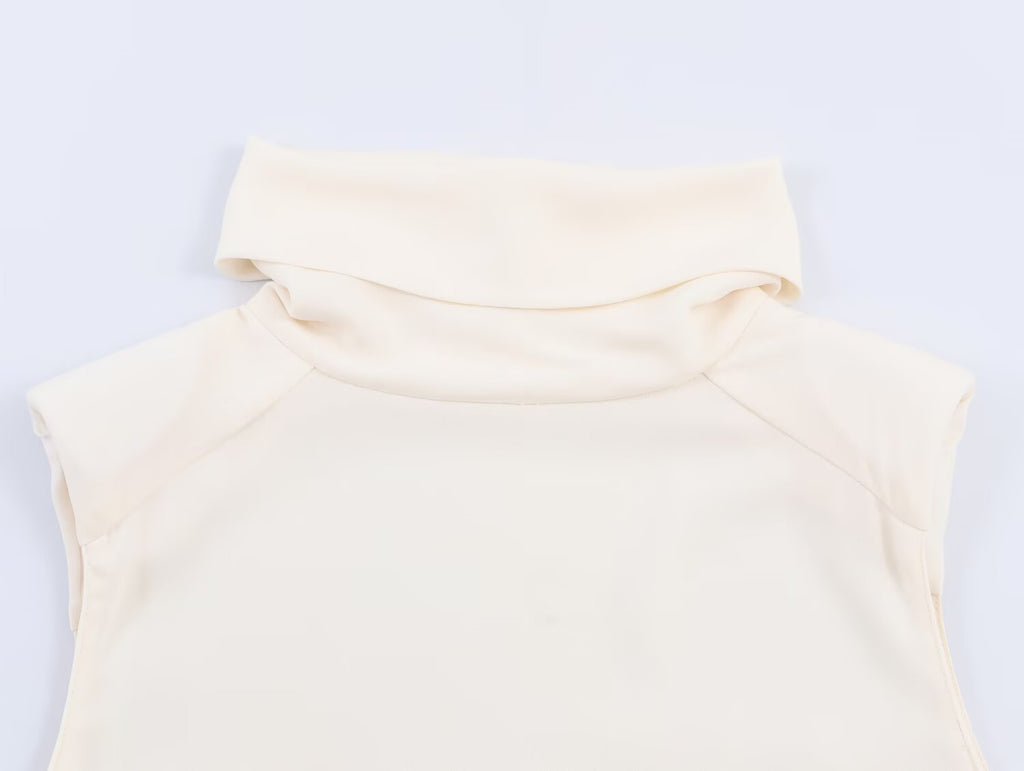 Women's Spring Stylish Simple Decorated Tassel Padded Shoulder Top