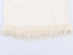 Women's Spring Stylish Simple Decorated Tassel Padded Shoulder Top