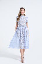 Women's Lace Hollow-Flower Bodycon Maxi Dress