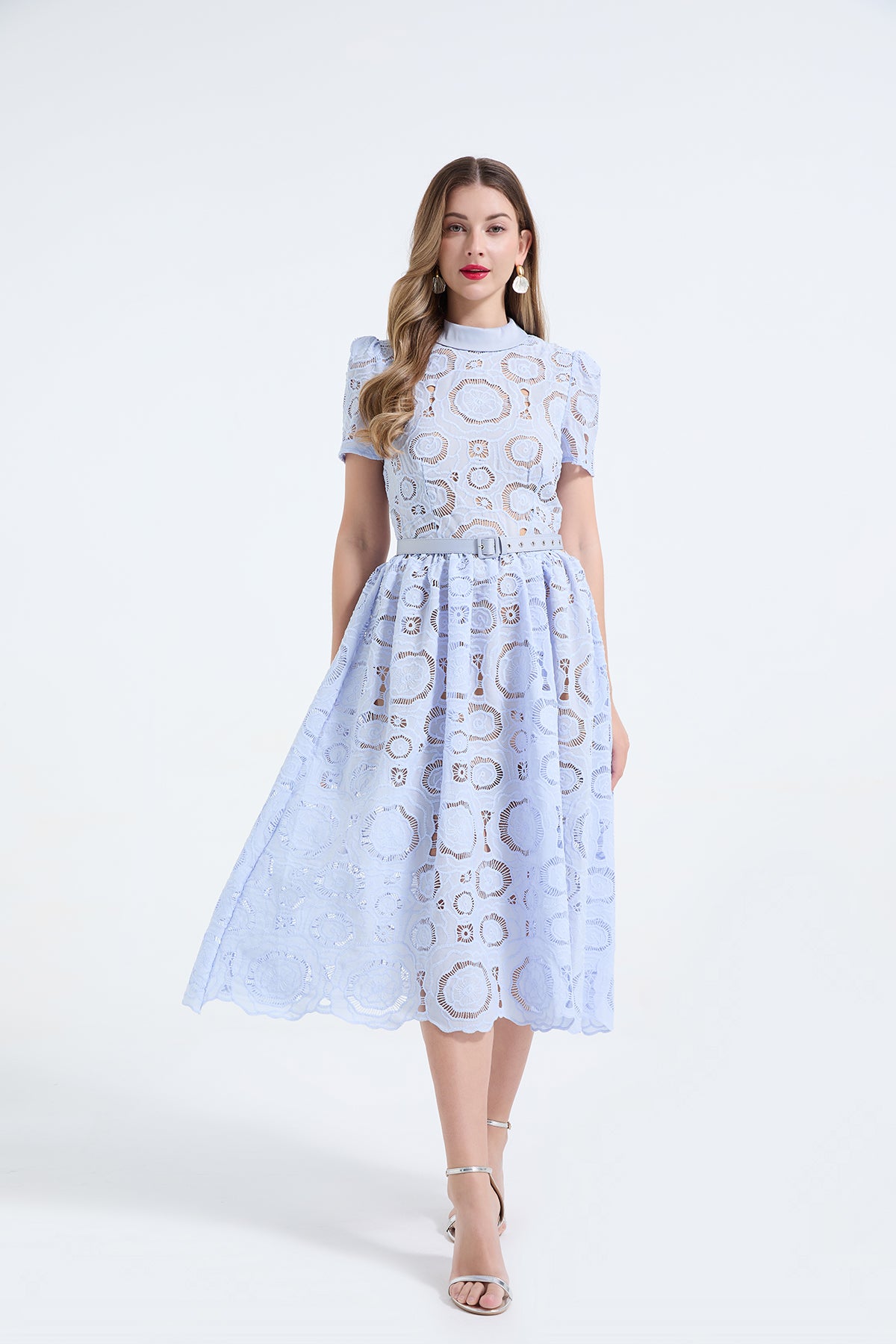 Women's Lace Hollow-Flower Bodycon Maxi Dress
